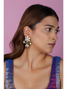 RIANA JEWELLERY - Floral Mozonite White Earrings