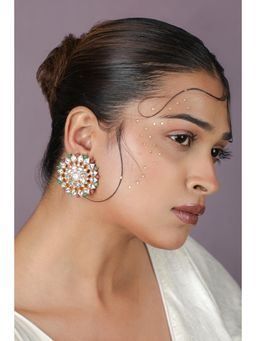 RIANA JEWELLERY - Floral Pastel Colour Beaded White Stud Earrings
