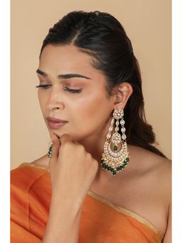 RIANA JEWELLERY - Emerald Beaded Long White Chandbaali