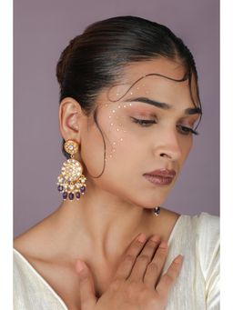 RIANA JEWELLERY - Gold-Plated Drop Dangle White Earrings