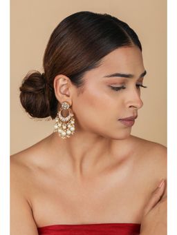 RIANA JEWELLERY - Gold Plated White Chandbali Earrings