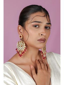RIANA JEWELLERY - Ruby Beaded Festive Wear Pink Chandbali Earrings