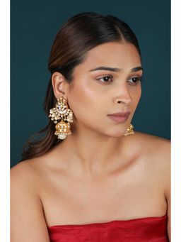 RIANA JEWELLERY - Gold Plated White Jhumka Earrings
