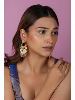 RIANA JEWELLERY - Beaded Jadau White Chandbaali