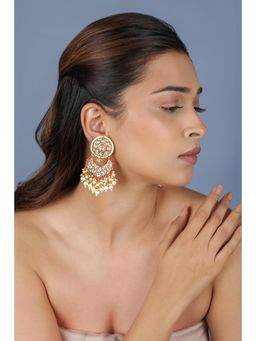 RIANA JEWELLERY - Handcrafted Gold Plated Drop White Earrings