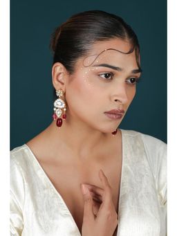 RIANA JEWELLERY - Ethnic Kundan White Earrings