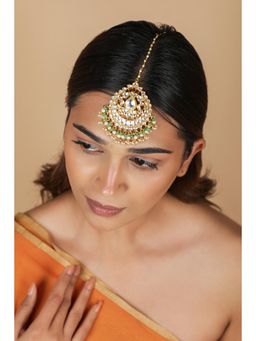 RIANA JEWELLERY - Bridal Jadau Gold Plated White Maang Tikka
