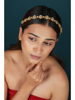 RIANA JEWELLERY - Floral Chain Hairband White Matha Patti