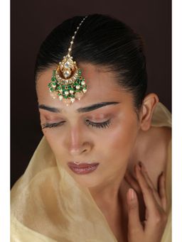 RIANA JEWELLERY - Traditional Gold-Plated White Maang Tikka