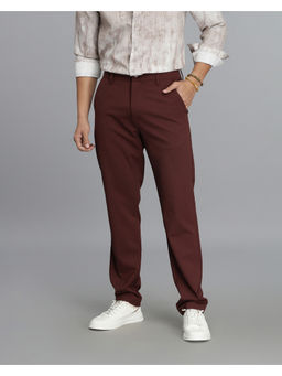 ROOKIES - Men Slim Fit Burgundy Chinos