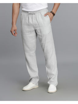 ROOKIES - Men Relaxed Fit Pure Linen Grey Trouser