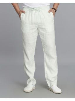 ROOKIES - Men Relaxed Fit Pure Linen Green Trouser