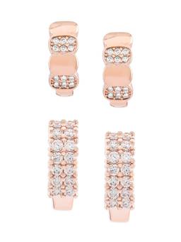 Zaveri Pearls - Rose Gold Contemporary Hoop Earrings-ZPFK12797 (Set of 2)