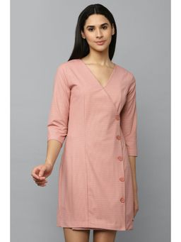 Allen Solly - Women Peach Checks Casual Dress