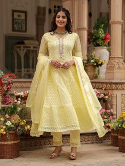 Autumnlane - Sanmati Corn Full Work Anarkali Pant with Dupatta