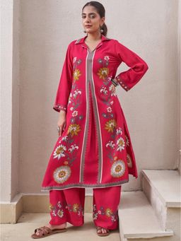Autumnlane - Sonpal Rose Printed Cotton Kurta with Palazzo