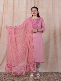 ARAMYA - Rayon Straight Solid Kurta Pant with Dupatta for Women