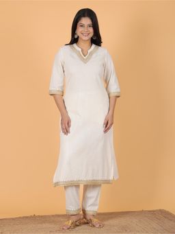 ARAMYA - Cotton Straight Print Kurta and Pant for Women