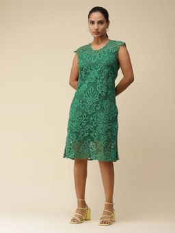 Label Ritu Kumar - Green Schiffli Short Dress