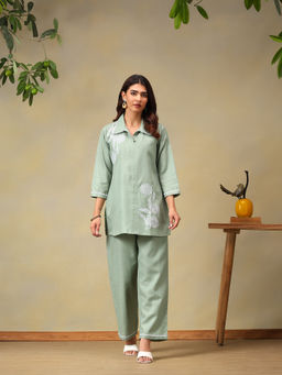 Bani Women - Sage Green Embroidered Co-Ord Set