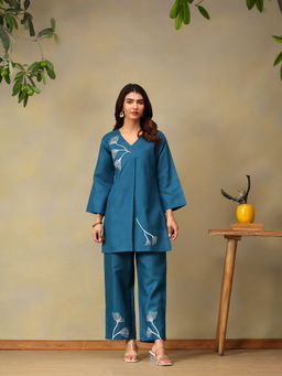 Bani Women - Teal Embroidered Co-Ord Set