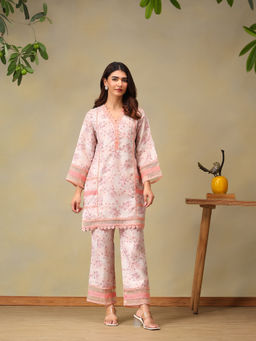 Bani Women - Beige Floral Printed Kurta and Pant