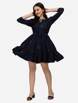 ESTELA - Women Blue Hemline A-Line Dress