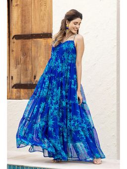 ESTELA - Georgette Printed Blue Dress