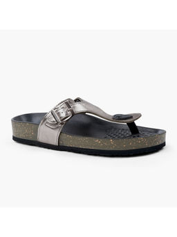 SOLETHREADS - Athena Solid Metalic Silver Women Sandals