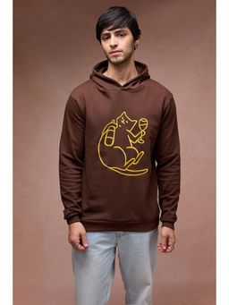 FREAKINS - Men Cat Snuggle Brown Hoodie