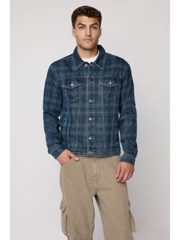 FREAKINS - Men Retro Plaid Denim Jacket