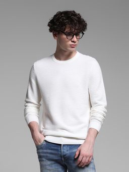 Jack & Jones - White Slim Fit Knitted Sweater