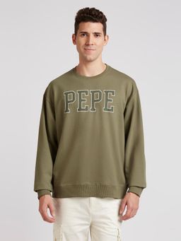 Pepe Jeans - Green Graphic Print Full Sleeve Oversized Sweatshirt