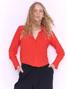 Cover Story - Rose Red Solid Full Sleeves Shirt