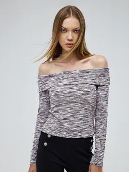 Cover Story - Zia Marl Bardot Off Shoulder Textured Top