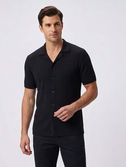 Pierre Carlo - Men Collar Casual Shirt Black
