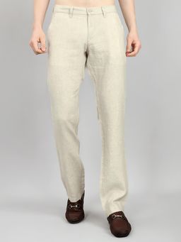 Monte Carlo - Men Regular Fit Solid Trouser Beige