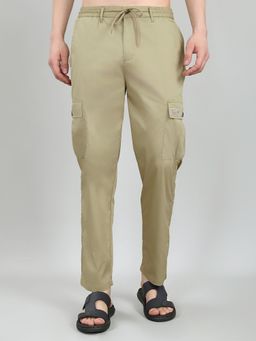 Monte Carlo - Mens Regular Fit Solid Lower Trackpants Beige