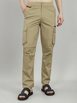 Monte Carlo - Men Regular Fit Plain Lower Trackpants Khaki