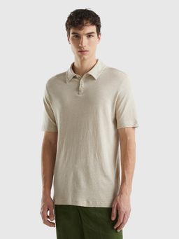 United Colors of Benetton - Regular Fit Solid Polo T-Shirt Beige