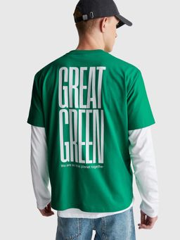 United Colors of Benetton - Crew Neck Typography T-Shirt Green