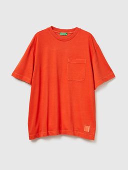 United Colors of Benetton - Crew Neck Solid T-Shirt Orange