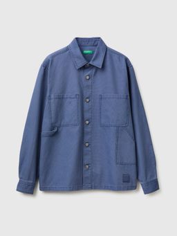 United Colors of Benetton - Spread Collar Solid Shirt Blue