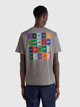 United Colors of Benetton - Regular Fit Round Neck Printed T-Shirt Grey