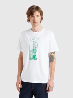United Colors of Benetton - Regular Fit Round Neck Printed T-Shirt White