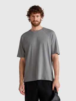 United Colors of Benetton - Regular Fit Round Neck Solid T-Shirt Grey
