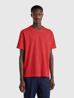 United Colors of Benetton - Regular Fit Round Neck Solid T-Shirt Red