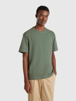 United Colors of Benetton - Regular Fit Round Neck Solid T-Shirt Olive