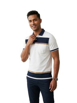 Pierre Carlo - Men Polo Collar T-Shirt Navy Blue