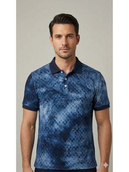 Pierre Carlo - Men Polo Collar T-Shirt Navy Blue